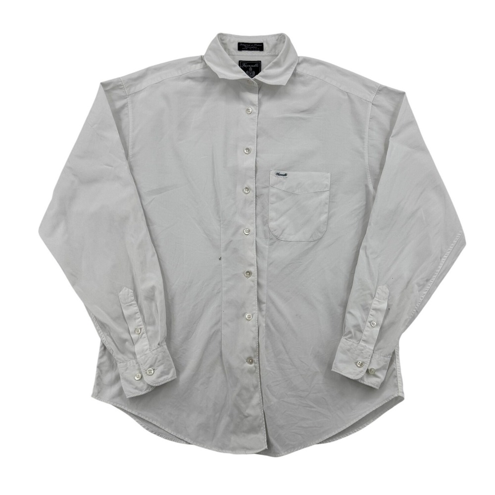 Faconnable Button Down Shirt Womens Medium White Fair Vintage Cotton Made in USA
